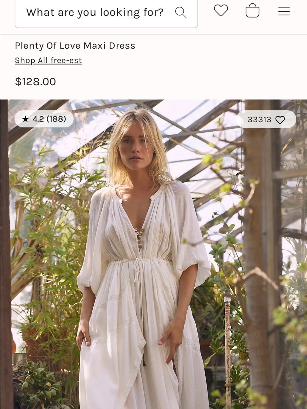 Free People Ivory Button-Front Peasant Top